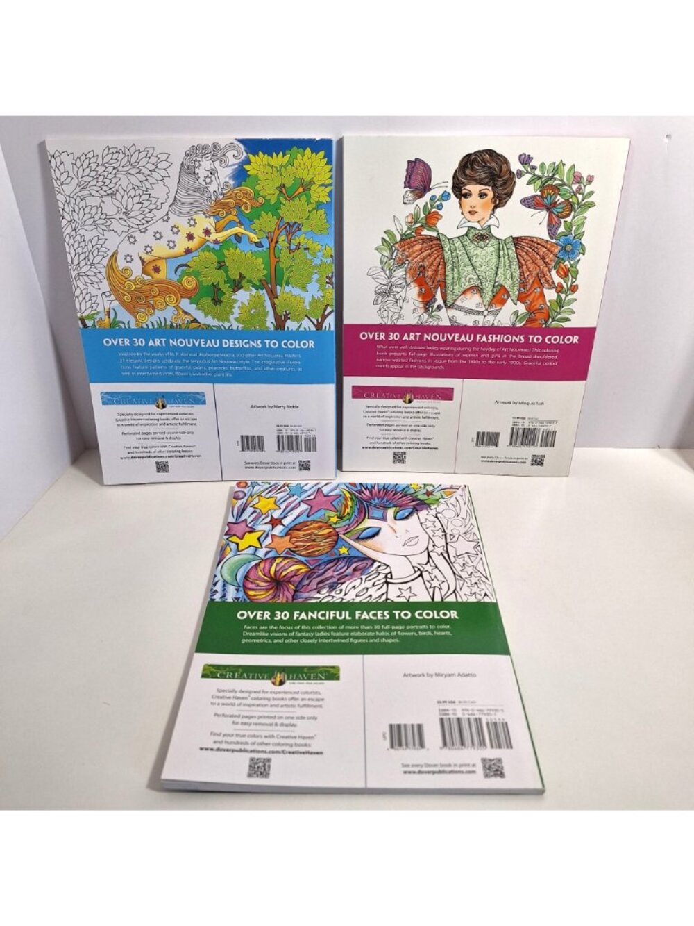 Creative Haven Art Nouveau Animal Fashions Fanciful Faces Coloring Books Lot - Picture 2 of 12